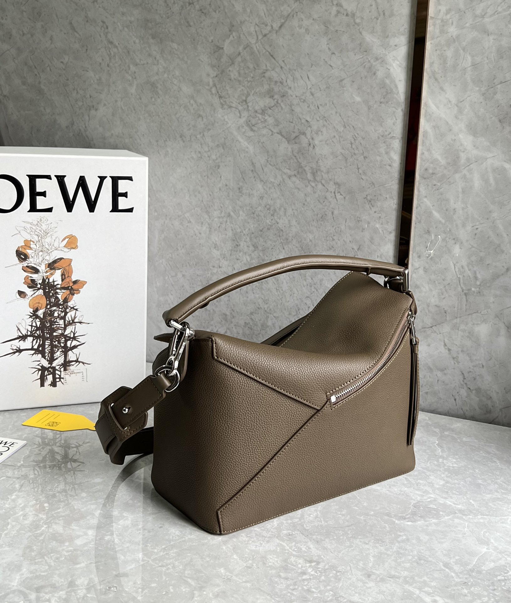 Loewe Medium Puzzle Bag in Soft Grained Calfskin Khaki